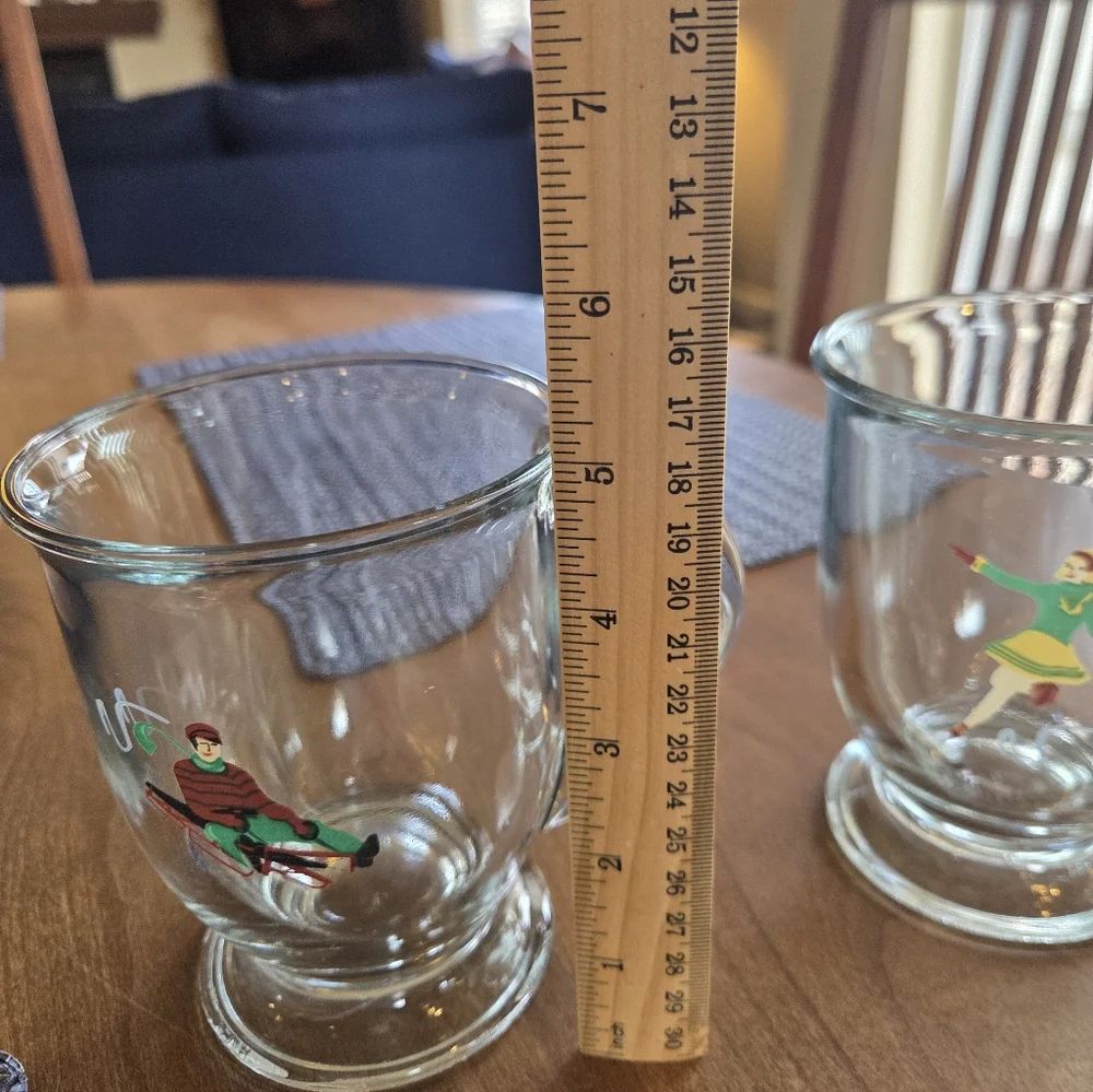 Williams Sonoma Anchor Hocking Winter Sports Mugs